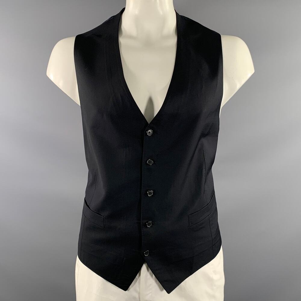 ERMENEGILDO ZEGNA Size 44 Black Wool Buttoned Vest